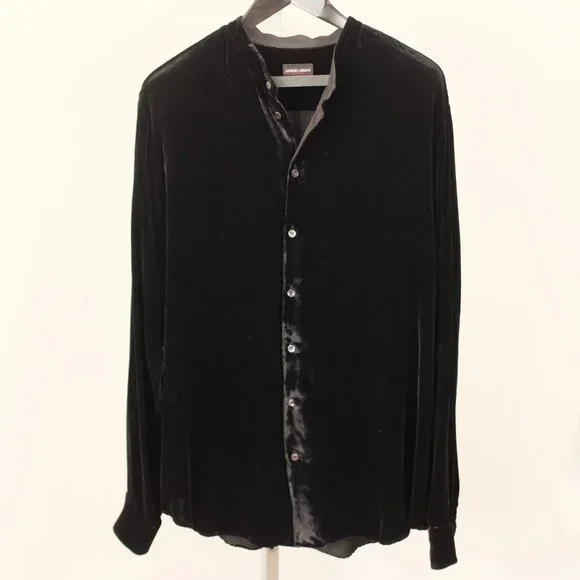 Giorgio Armani Black Label shirt 17 / 43 / XL velvet Special Edition